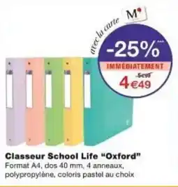Monoprix Classeur school life oxford offre