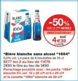 Monop' Bière blanche sans alcool 1664 offre