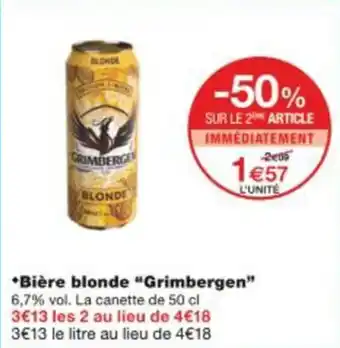 Monop' Bière blonde grimbergen offre