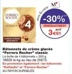 Monop' Bâtonnets de crème glacée ferrero rocher offre