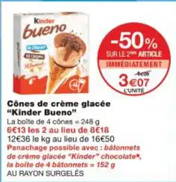 Monop' Cônes de crème glacée kinder bueno offre