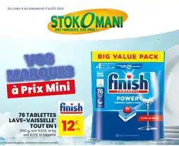 Stokomani FINISH 76 tablettes lave-vaisselle tout en 1 offre