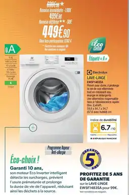 Proxi Confort ELECTROLUX Lave-linge ew5f1483sa offre