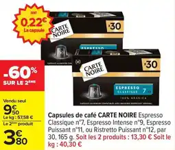 Carrefour Drive CARTE NOIRE Capsules de café offre