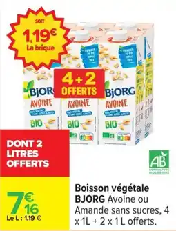 Carrefour Drive BJORG Boisson végétale offre
