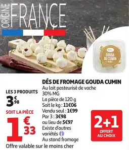 Auchan Dés de fromage gouda cumin offre