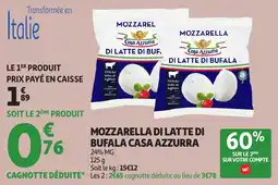 Auchan Mozzarella di latte di bufala casa azzurra offre