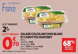 Auchan Salade coleslaw chou blanc et carottes martinet offre