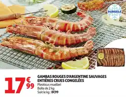 Auchan Gambas rouges d'argentine sauvages entières crues congelées offre