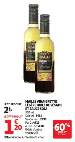 Auchan Maille vinaigrette légère huile de sésame et sauce soja offre