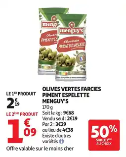 Auchan Olives vertes farcies piment espelette menguy's offre