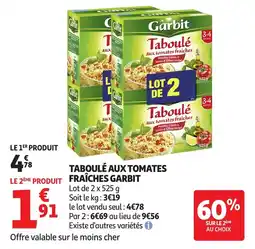 Auchan Taboulé aux tomates fraîches garbit offre