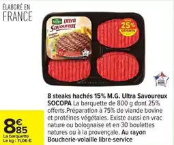 Carrefour Drive SOCOPA 8 steaks hachés 15% M.G. Ultra Savoureux offre