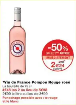 Monop' Vin de france pompon rouge rosé offre