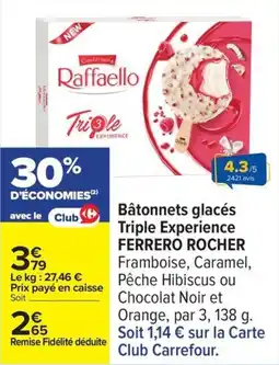 Carrefour Drive FERRERO ROCHER Bâtonnets glacés Triple Experience offre