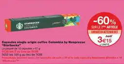 Monop' Capsules single origin coffee colombia by nespresso starbucks offre