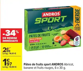 Carrefour Drive ANDROS Pâtes de fruits sport offre