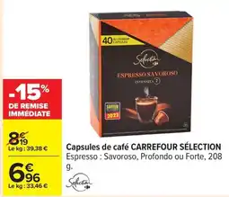 Carrefour Drive Capsules de café carrefour sélection offre