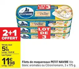 Carrefour Drive PETIT NAVIRE Filets de maquereaux offre
