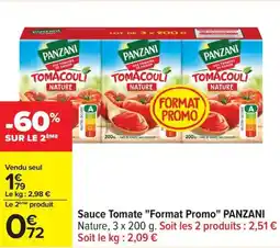 Carrefour Drive PANZANI Sauce Tomate "Format Promo" offre