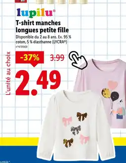 Lidl Lupilu T-shirt manches longues petite fille offre