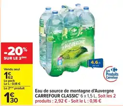 Carrefour Drive Eau de source de montagne d'auvergne carrefour classic offre