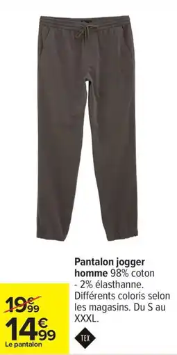 Carrefour Drive Pantalon jogger homme offre