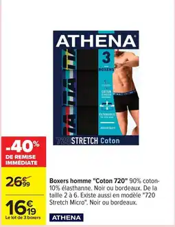 Carrefour Drive ATHENA Boxers homme "Coton 720" offre