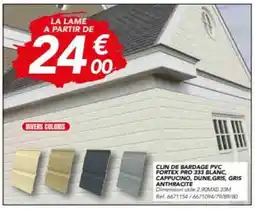 Les Briconautes Clin de bardage pvc fortex pro 333 blanc, cappucino, dune, gris, gris anthracite offre