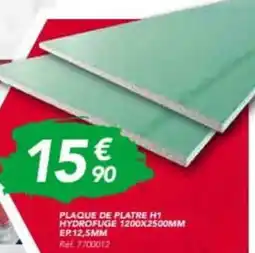 Les Briconautes Plaque de platre h1 hydrofuge 1200x2500mm ep12,5mm offre