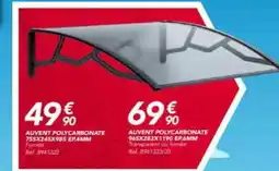 Les Briconautes Auvent polycarbonate 965x282x1190 ep.6mm offre