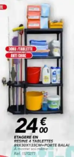 Les Briconautes Etagere en resine 4 tablettes 89x30x133cm+porte balai offre