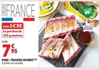Auchan Supermarché Porc travers ou ribs offre