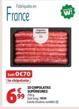 Auchan Supermarché 10 chipolatas supérieures offre