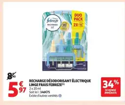 Auchan Supermarché FEBREZE Recharge désodorisant électrique linge frais offre