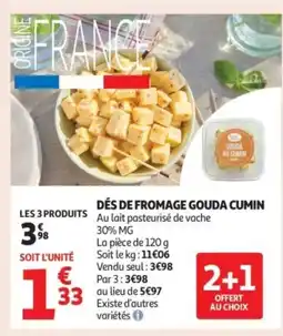 Auchan Supermarché Dés de fromage gouda cumin offre