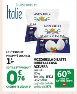 Auchan Supermarché AZZURRA Mozzarella di latte di latte di bufala offre