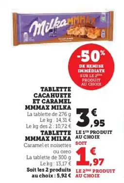 U Express MILKA Tablette cacahuete et caramel mmmax offre