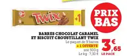 U Express TWIX Barres chocolat caramel et biscuit croustillant offre