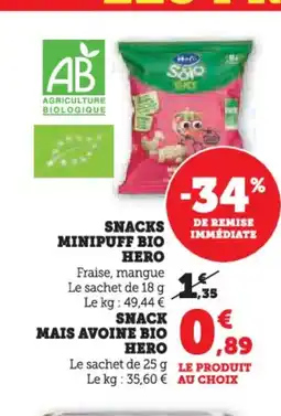 U Express HERO Snacks minipuff bio offre