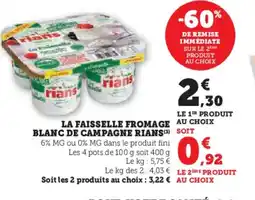 U Express RIANS La faisselle fromage blanc de campagne offre