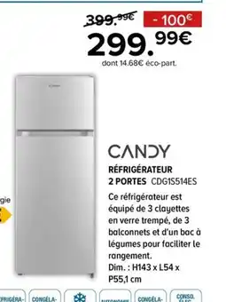 Gitem CANDY Réfrigérateur 2 portes offre