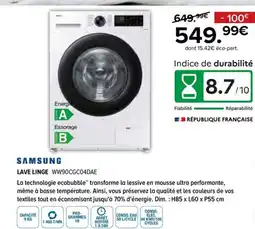 Gitem SAMSUNG Lave linge WW90CGC04DAE offre