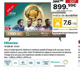 Gitem HISENSE Tv led 4k 85A6N offre