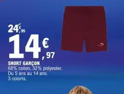 E.Leclerc Sport Short garçon offre