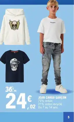 E.Leclerc Sport Jean cargo garçon offre
