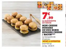 Hyper U Mini cheese burgers ou duo minis burger cheese bacon offre