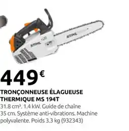 Rural Master Tronçonneuse élagueuse thermique ms 194t offre