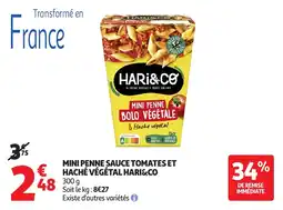 Auchan Mini penne sauce tomates et haché végétal hari&co offre