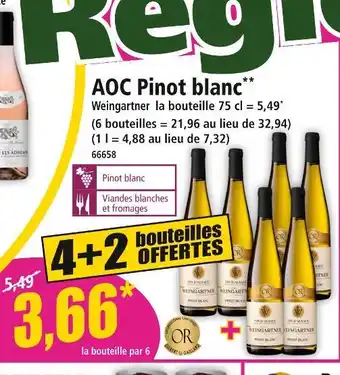 Norma WEINGARTNER Aoc pinot blanc offre